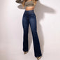 Sexy Elegant New Fashion Casual Female Trouser Bottom Back Shirred Button Front High Waist Jeans